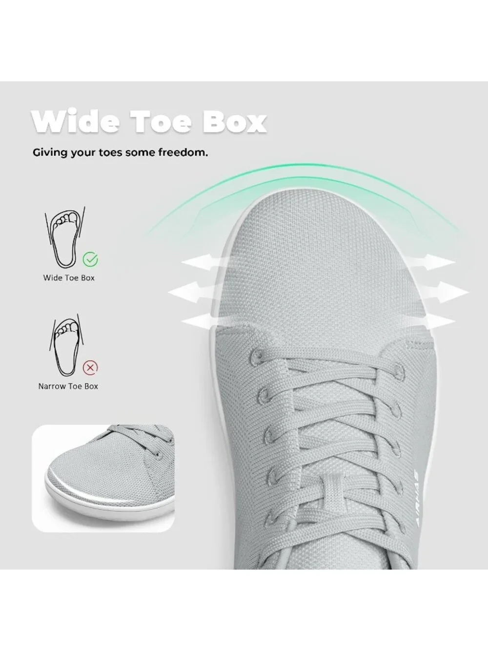 Women's Light Grey Knit Minimalist Barefoot Zero Drop Casual Walking Sneakers